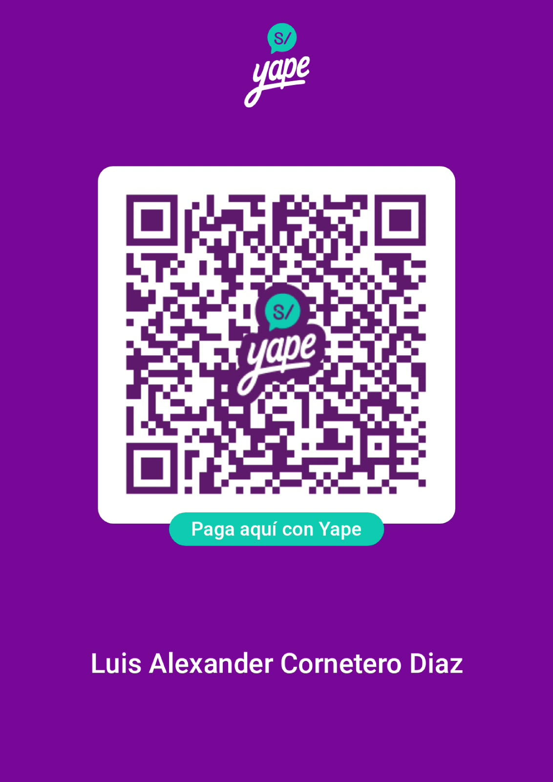 Código QR de Yape para realizar el pago
